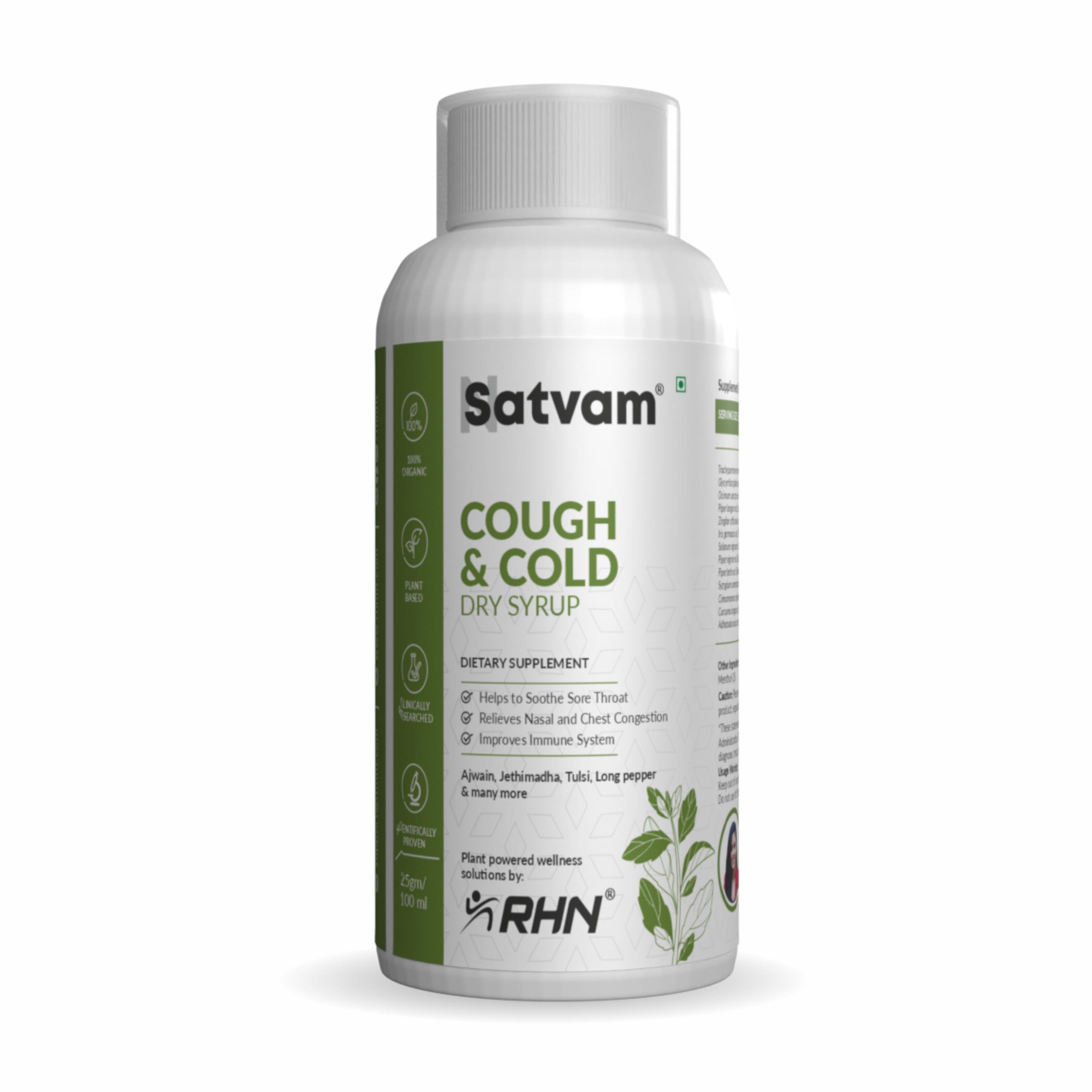 Satvam Cough & Cold Relief Syrup (For Soothing Throat & Easy Breathing)